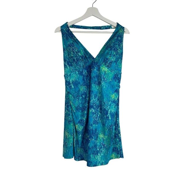 LL Bean One-Piece Halter Swim Dress 16 Long - Picture 1 of 10